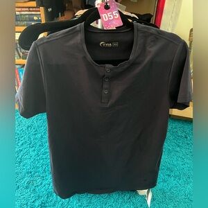ZYIA Active Men's Dark Blue Short Sleeve Henley Tee - Shirt